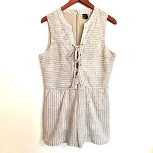 ETHEREAL Beige Striped Romper Shorts Size Large